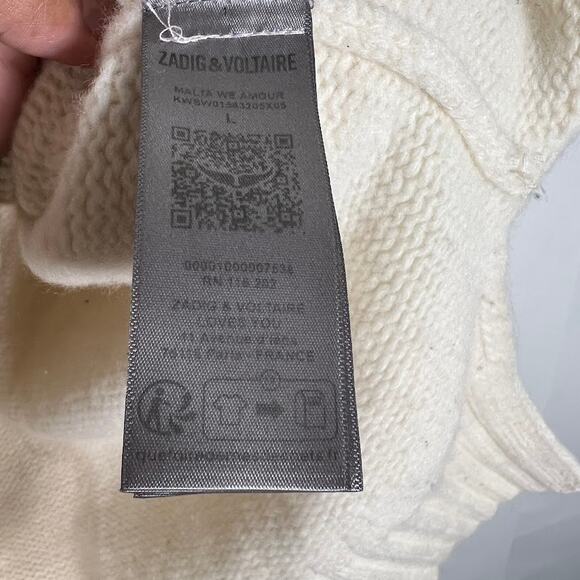 Zadig & Voltaire Amour Merino Wool Long-Sleeved Knit Sweater L Knit *READ - Picture 11 of 14